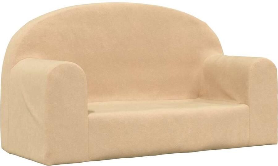 VidaXL Kinderbank 2-zits Zacht pluche Crèmekleurig