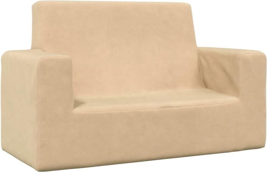 VidaXL Kinderbank 2-zits Zacht pluche Crèmekleurig Kinderbank Kids Bank Kinder Meubilair Zachte Bank Pluche Bank Roze Bank Speelgoedkast
