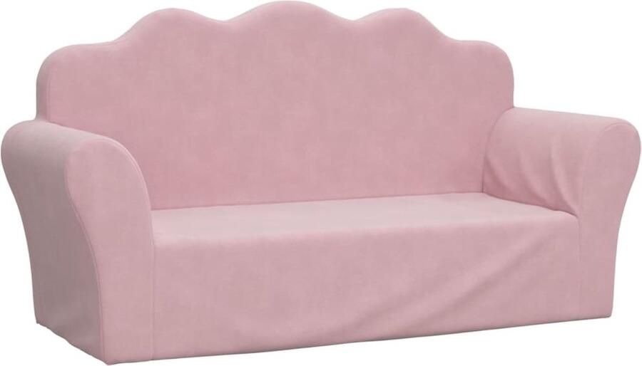 VidaXL Kinderbank 2-zits Zacht Pluche Roze Kinderstoel Kindermeubel Pluche Stoel Kids Bank Kinderzitplaats