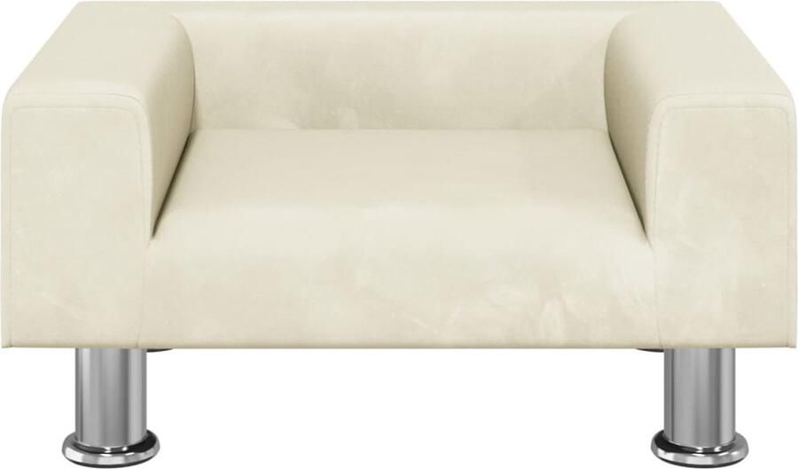 VidaXL Kinderbank 50x40x26 5 cm fluweel crèmekleurig - Foto 4