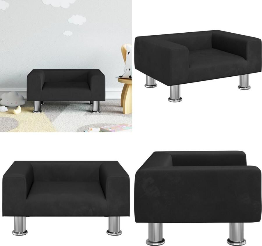 VidaXL Kinderbank 50x40x26 5 cm fluweel zwart Kinderbank Kinderbanken Kinder Bank Kinderbankje