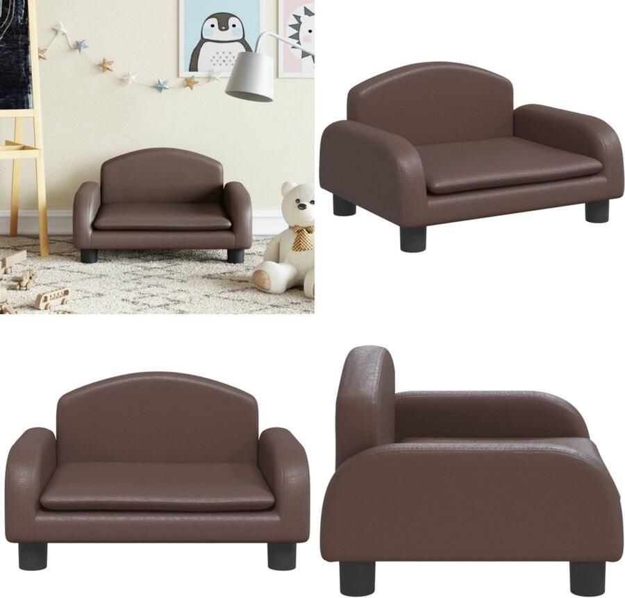 VidaXL Kinderbank 50x40x30 cm kunstleer bruin Kinderbank Kinderbanken Kinder Bank Kinderbankje