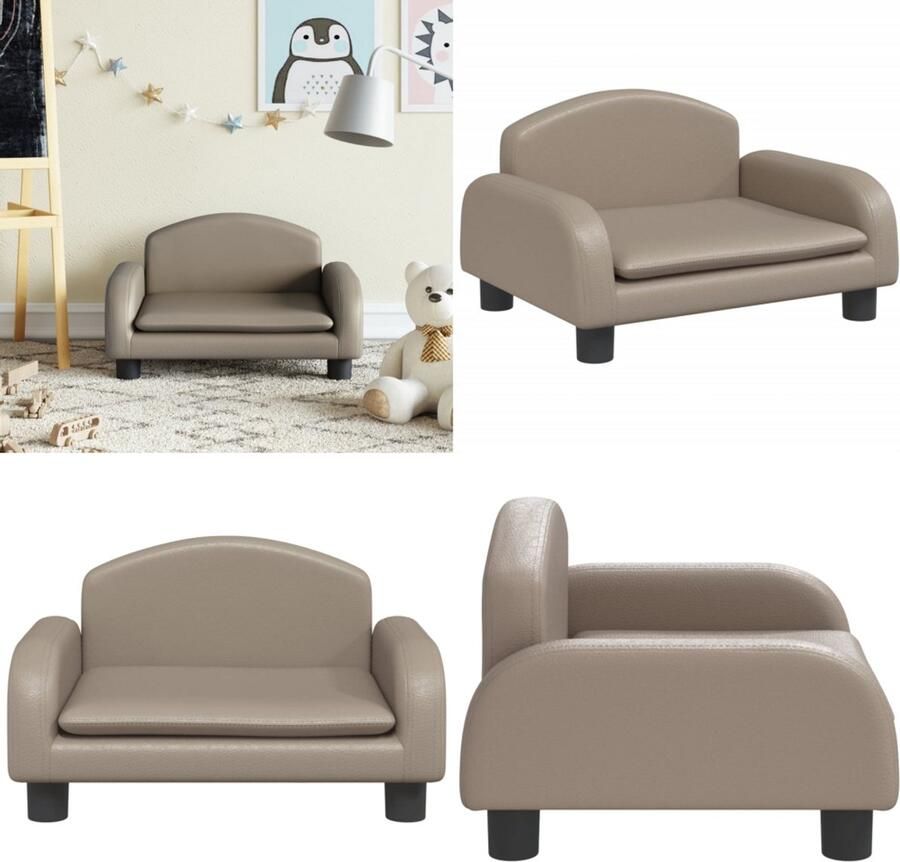 VidaXL Kinderbank 50x40x30 cm kunstleer cappuccinokleurig Kinderbank Kinderbanken Kinder Bank Kinderbankje