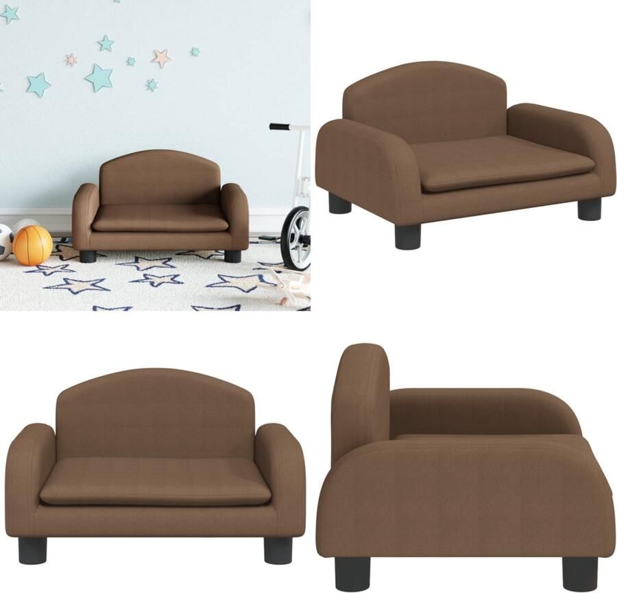 VidaXL Kinderbank 50x40x30 cm stof bruin Kinderbank Kinderbanken Kinder Bank Kinderbankje