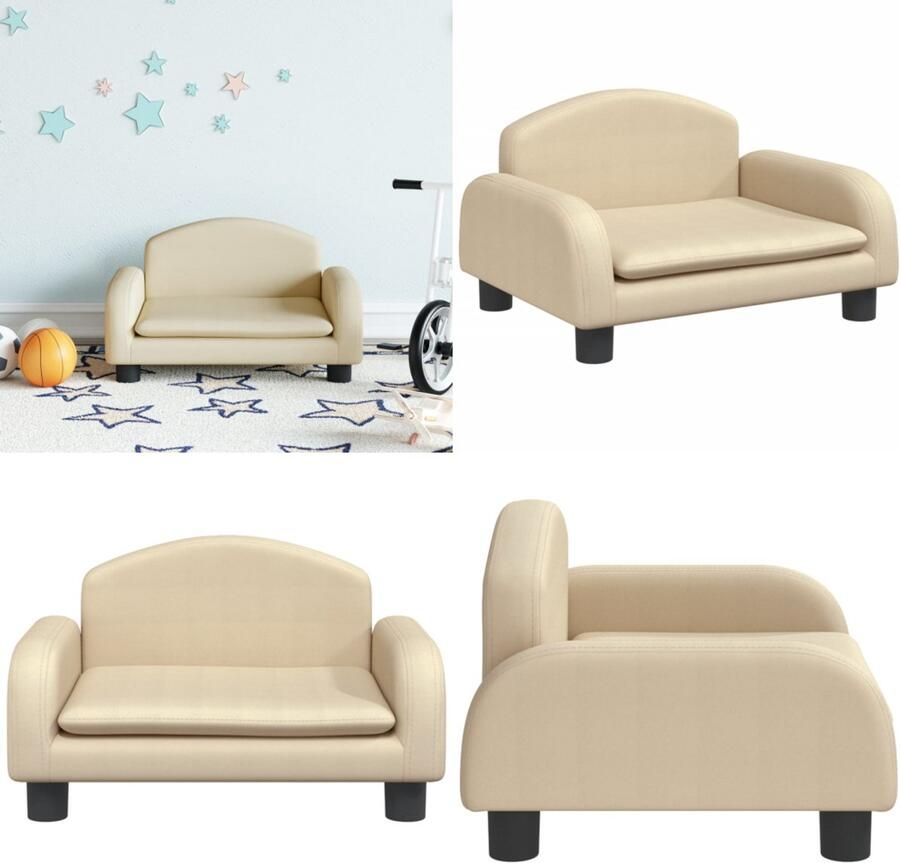 VidaXL Kinderbank 50x40x30 cm stof crèmekleurig Kinderbank Kinderbanken Kinder Bank Kinderbankje