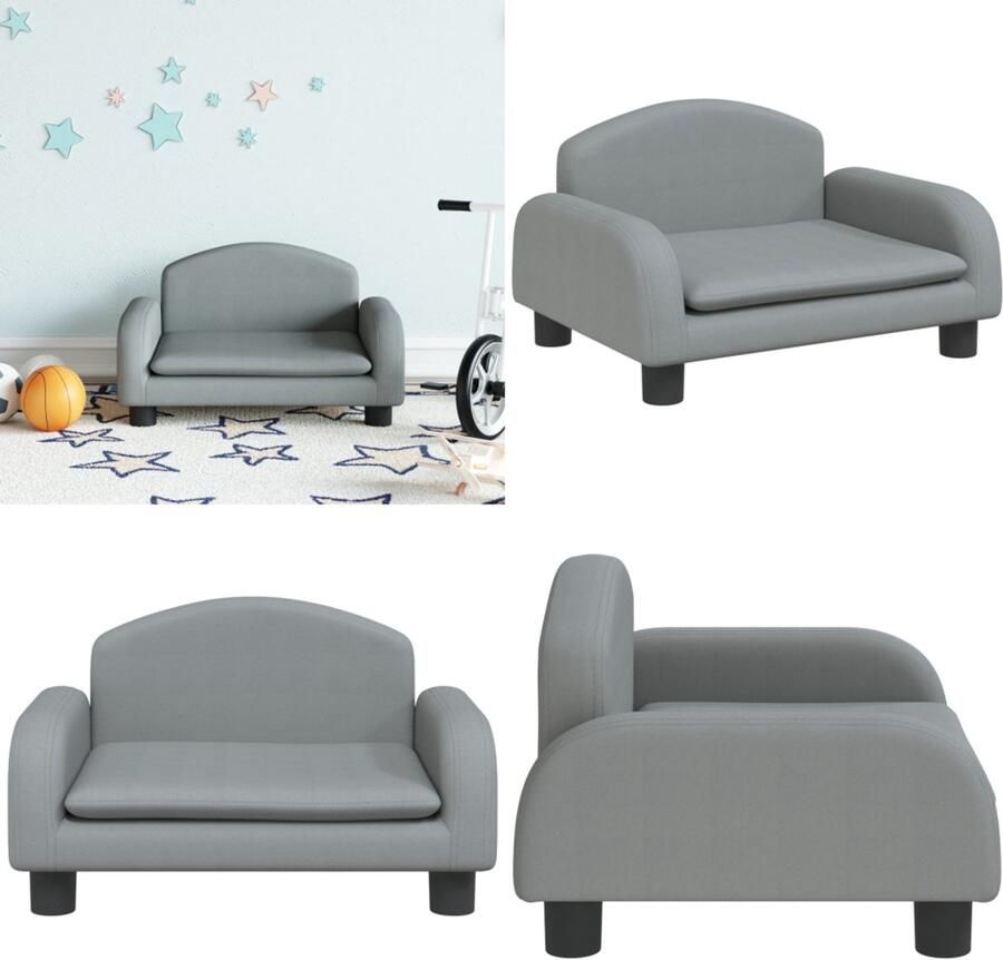 VidaXL Kinderbank 50x40x30 cm stof lichtgrijs Kinderbank Kinderbanken Kinder Bank Kinderbankje