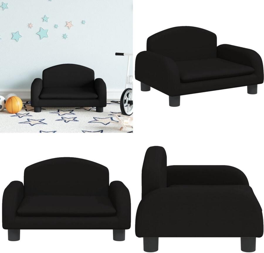 VidaXL Kinderbank 50x40x30 cm stof zwart Kinderbank Kinderbanken Kinder Bank Kinderbankje