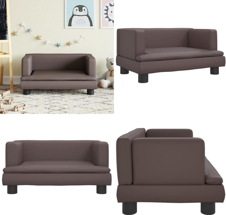 VidaXL Kinderbank 60x40x30 cm kunstleer bruin Kinderbank Kinderbanken Kinder Bank Kinderbankje