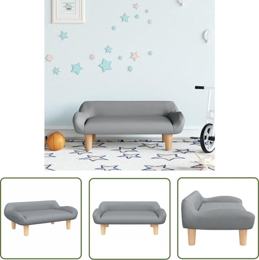 The Living Store Kinderbank 70x40x24 cm stof lichtgrijs Kinderstoel Kindermeubel Kids Bank Stoel Voor Kinderen Grijs Meubilair