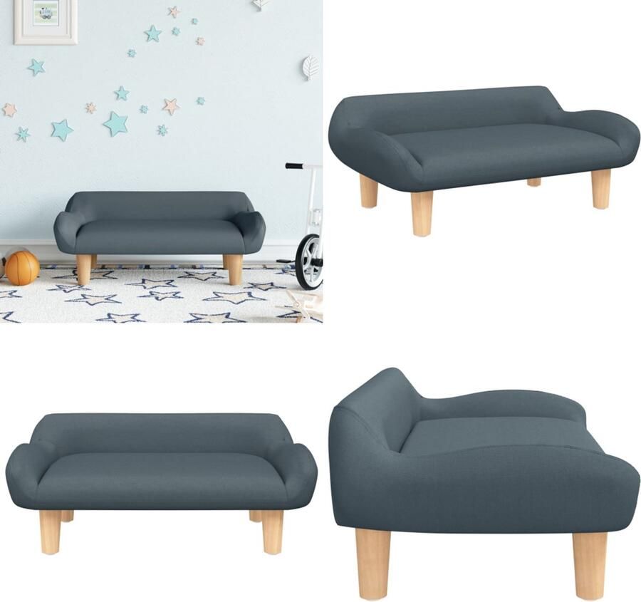 The Living Store Kinderbank 70x40x24 cm stof donkergrijs Kinderstoel Kindermeubilair Kids Meubels Grijs Kinderbank Comfortabele Kinderbank