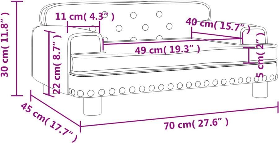VidaXL Kinderbank 70x45x30 cm fluweel crèmekleurig - Foto 4