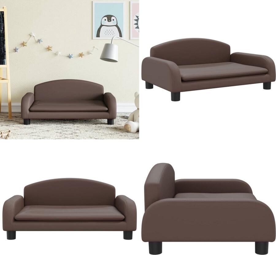 VidaXL Kinderbank 70x45x30 cm kunstleer bruin Kinderbank Kinderbanken Kinder Bank Kinderbankje