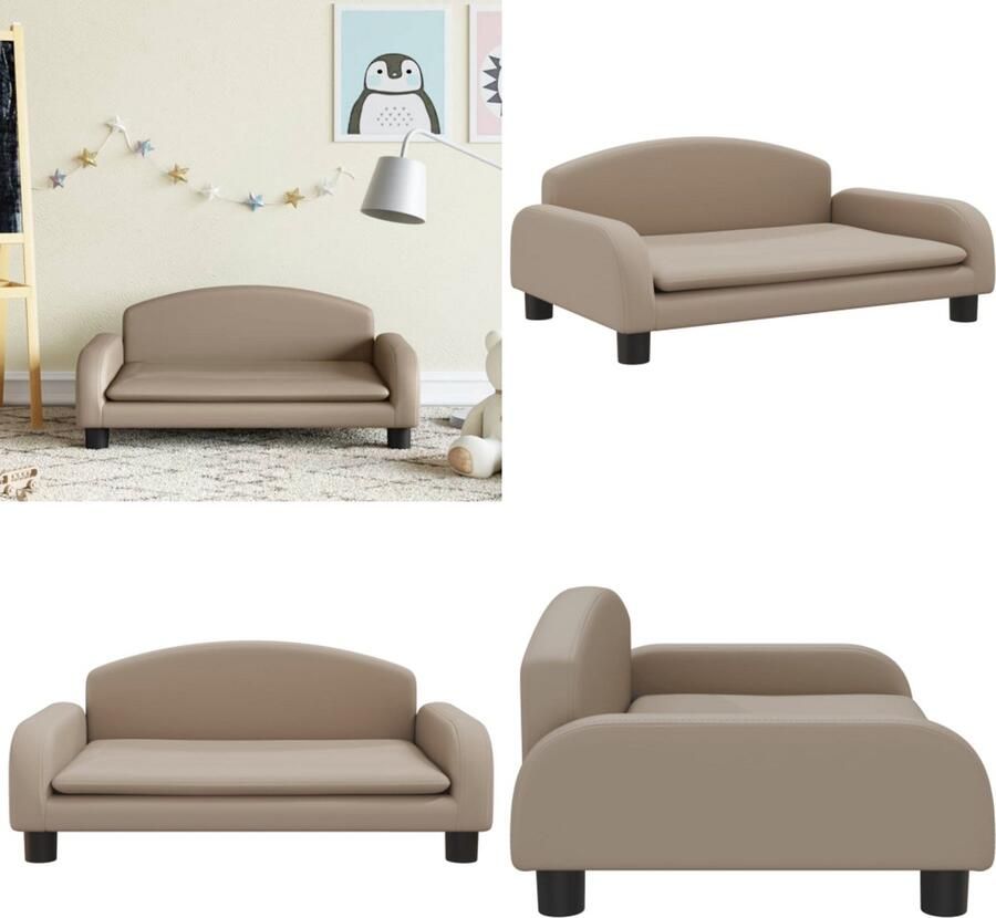 VidaXL Kinderbank 70x45x30 cm kunstleer cappuccinokleurig Kinderbank Kinderbanken Kinder Bank Kinderbankje