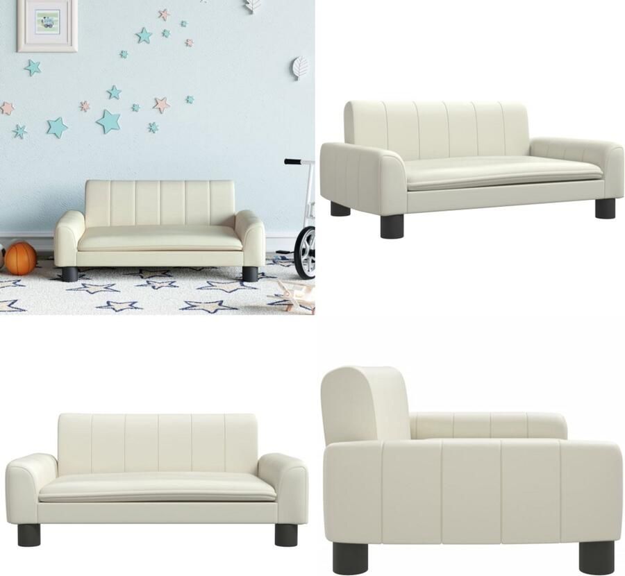 VidaXL Kinderbank 70x45x30 cm kunstleer crèmekleurig Kinderbank Kinderbanken Kinder Bank Kinderbankje