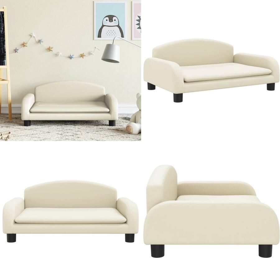 VidaXL Kinderbank 70x45x30 cm kunstleer crèmekleurig Kinderbank Kinderbanken Kinder Bank Kinderbankje