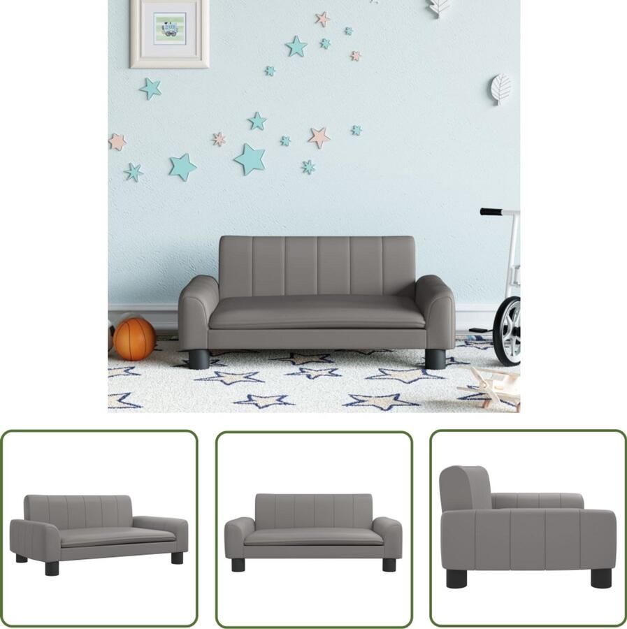 VidaXL Kinderbank Kunstleer Grijs 70x45x30 cm Kinderstoel Kindermeubel Kids Stoel Kinderfauteuil Kinderzitplaats - Foto 2
