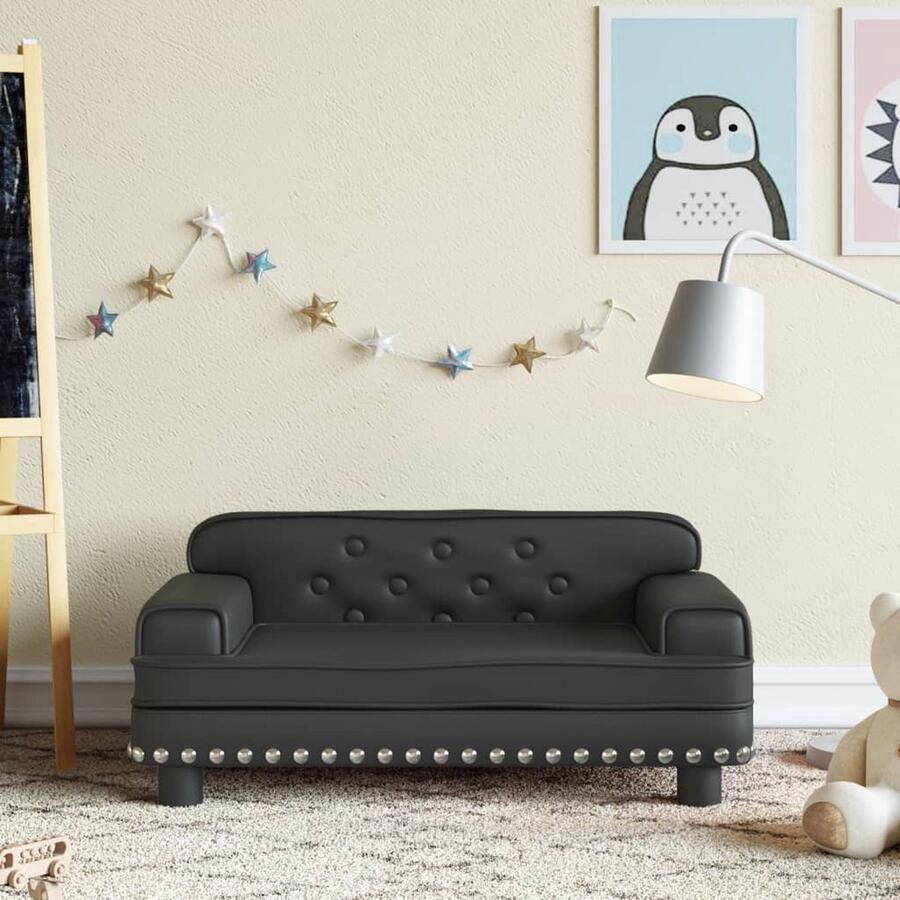 VidaXL Kinderbank 70x45x30 cm kunstleer zwart Kinderbank Kinderbanken Kinder Bank Kinderbankje