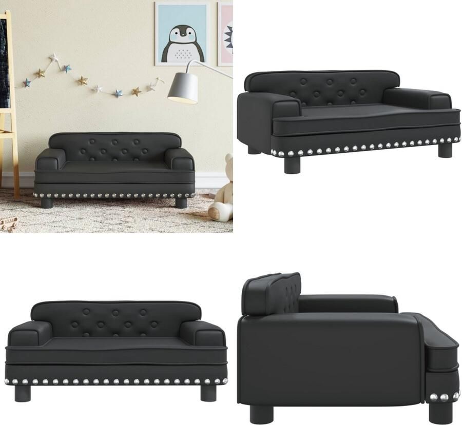 VidaXL Kinderbank 70x45x30 cm kunstleer zwart Kinderbank Kinderbanken Kinder Bank Kinderbankje - Foto 2