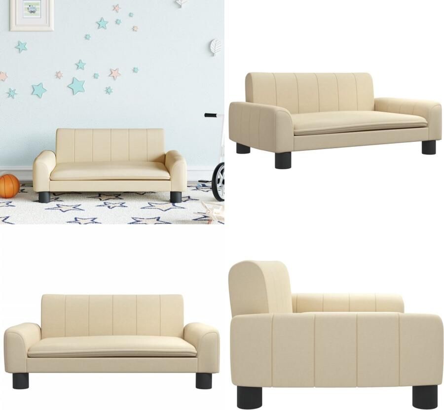 VidaXL Kinderbank 70x45x30 cm stof crèmekleurig Kinderbank Kinderbanken Kinder Bank Kinderbankje