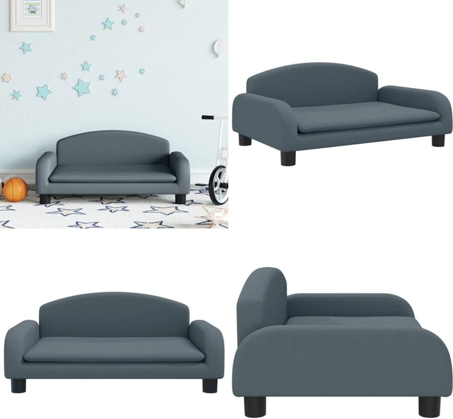 VidaXL Kinderbank 70x45x30 cm stof donkergrijs Kinderbank Kinderbanken Kinder Bank Kinderbankje