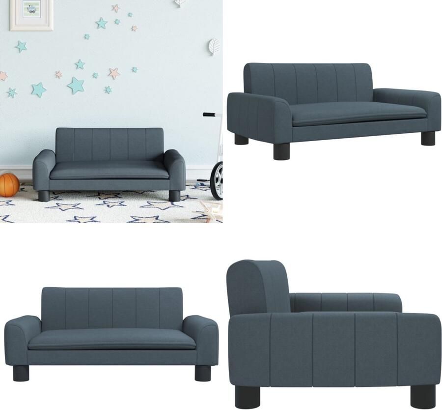 VidaXL Kinderbank 70x45x30 cm stof donkergrijs Kinderbank Kinderbanken Kinder Bank Kinderbankje