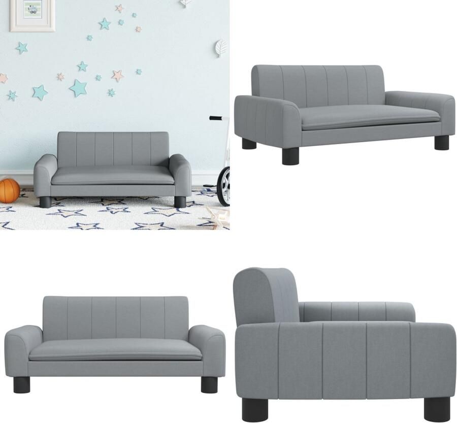 VidaXL Kinderbank Kinderbanken Kinder Bank Kinderbankje Kinderbank 70x45x30 cm stof lichtgrijs - Foto 2