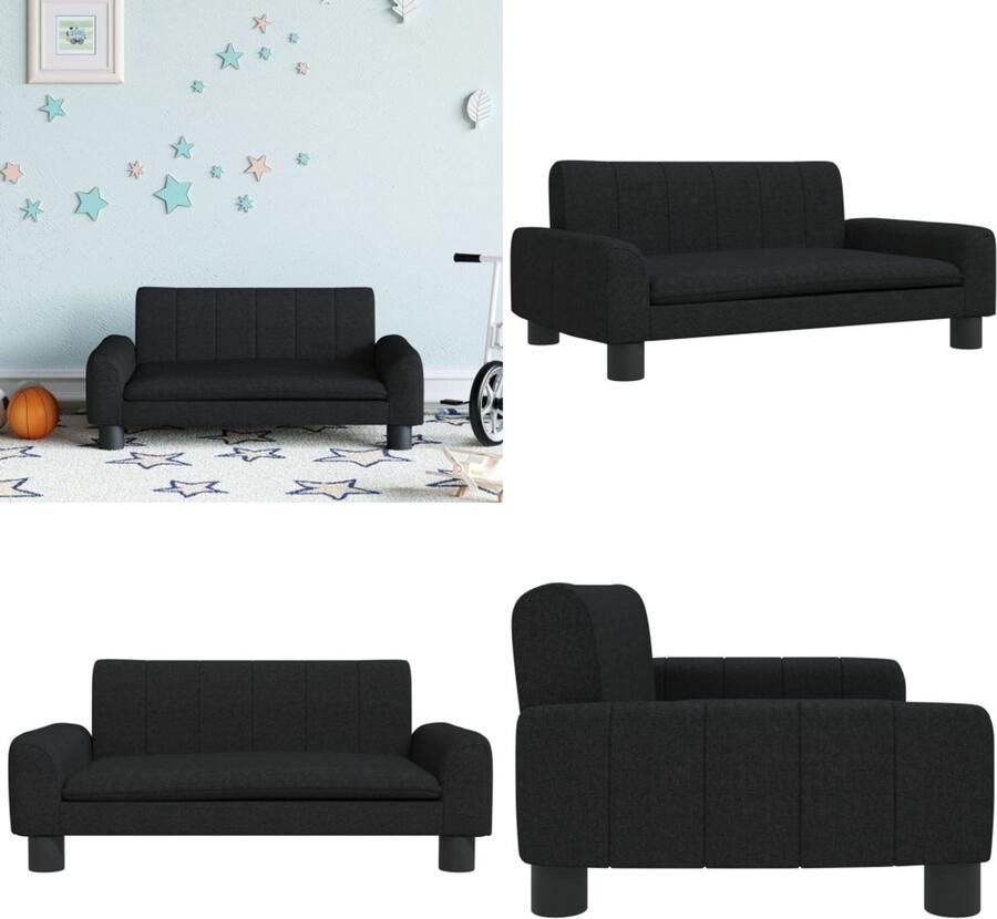 VidaXL Kinderbank 70x45x30 cm stof zwart Kinderbank Kinderbanken Kinder Bank Kinderbankje