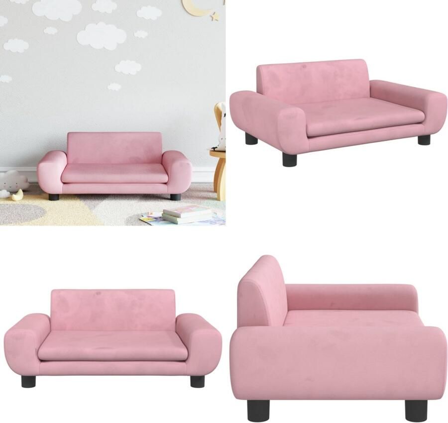 VidaXL Kinderbank 70x45x33 cm fluweel roze Kinderbank Kinderbanken Kinder Bank Kinderbankje