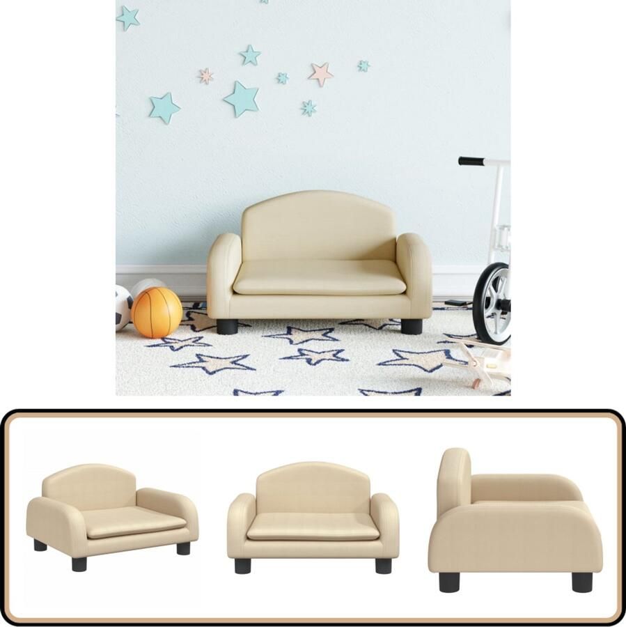 VidaXL Kinderbank Crème 50x40x30 cm Stof Kinderstoel Kinderbank Stoel Voor Kinderen Kinderzitje Kids Furniture