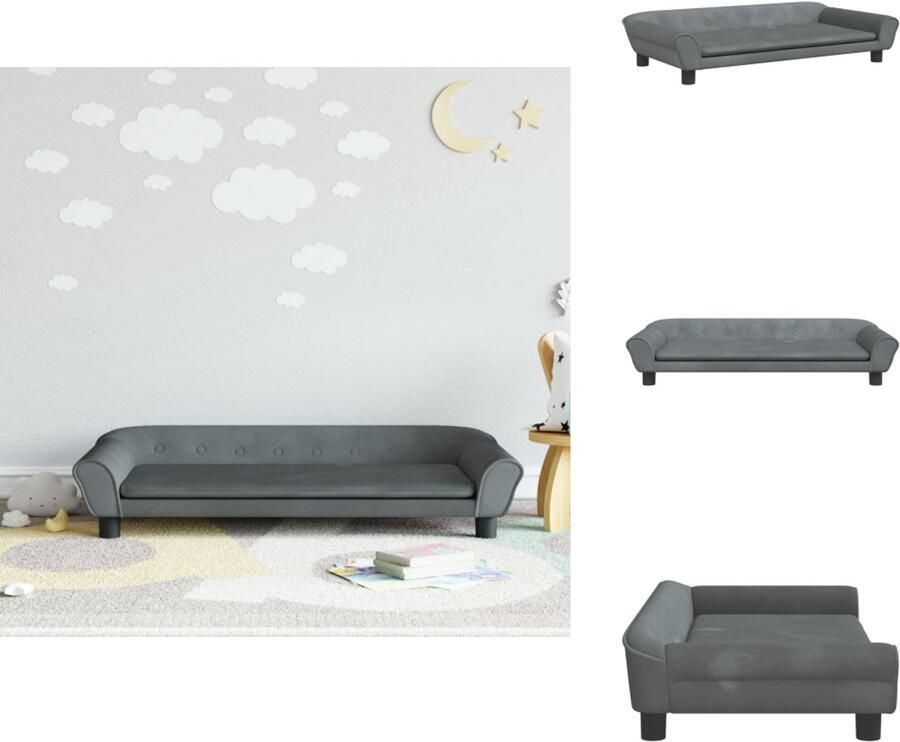 VidaXL Kinderbank Fluweel Donkergrijs 100x50x26 cm Kinderstoel Kindermeubel Kids Stoel Kinderbank Grijs Minibanke