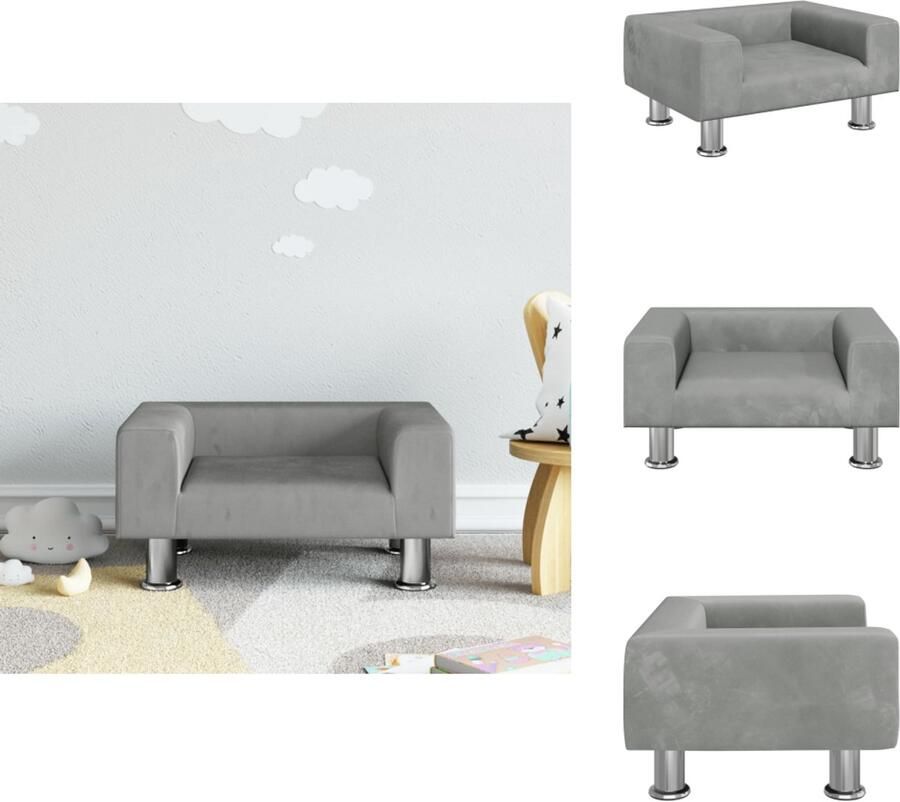 VidaXL Kinderbank Kinderbanken Kinder Bank Kinderbankje Kinderbank 50x40x26 5 cm fluweel lichtgrijs - Foto 2
