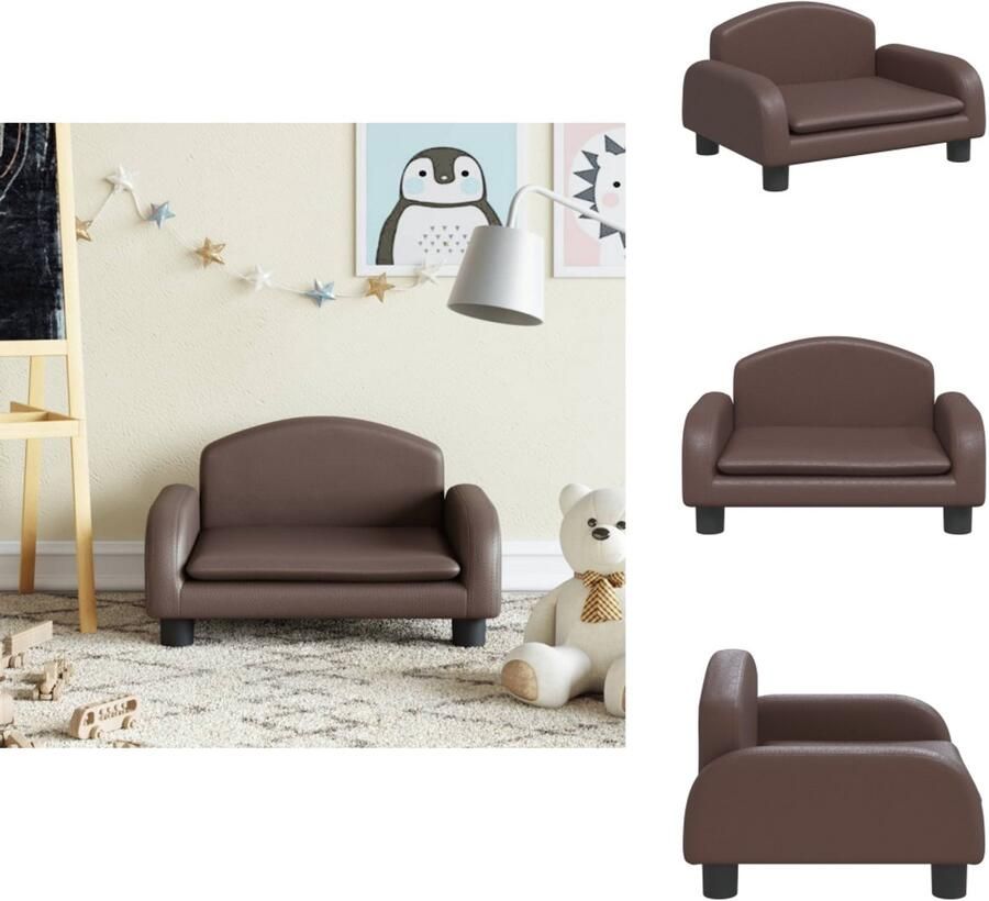 VidaXL Kinderbank Kinderbanken Kinder Bank Kinderbankje Kinderbank 50x40x30 cm kunstleer bruin