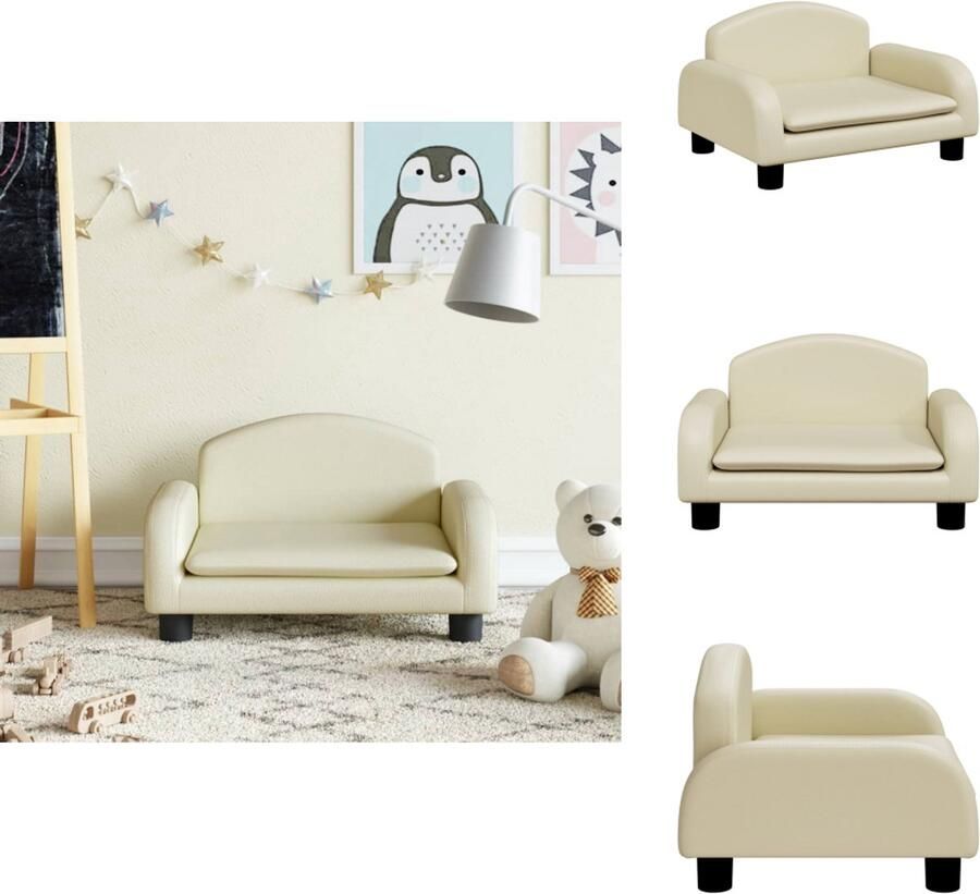 VidaXL Kinderbank Kinderbanken Kinder Bank Kinderbankje Kinderbank 50x40x30 cm kunstleer crèmekleurig