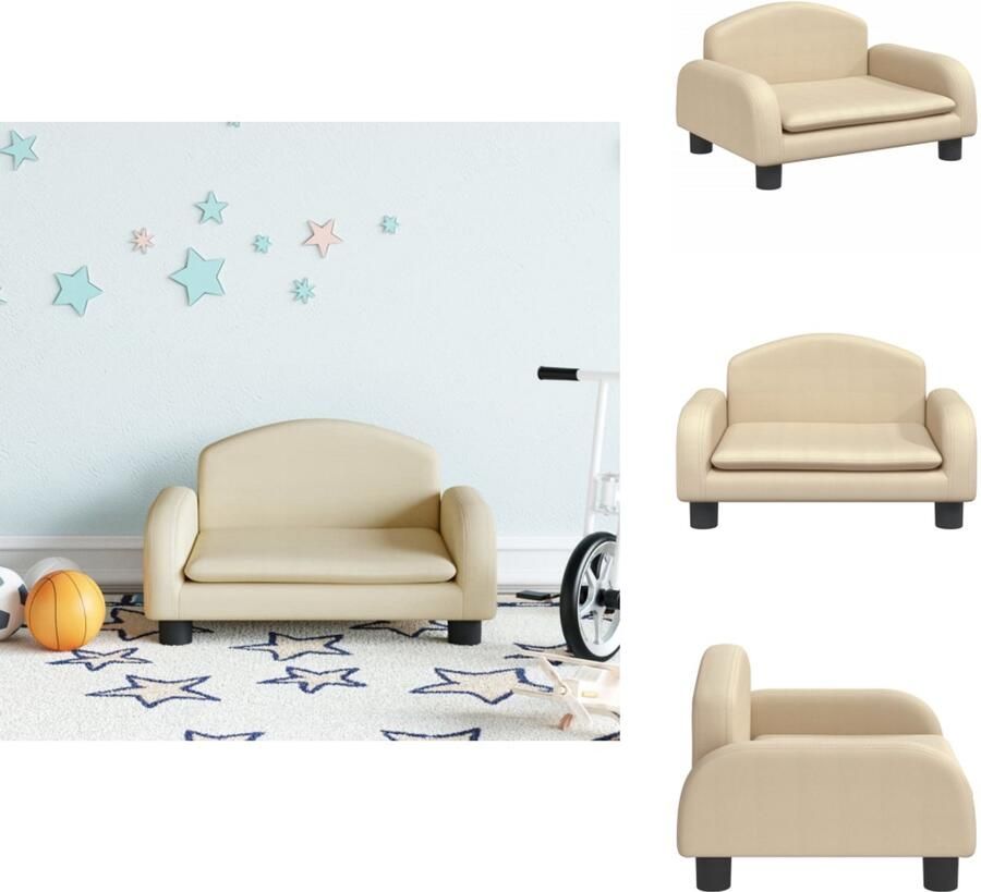 VidaXL Kinderbank Kinderbanken Kinder Bank Kinderbankje Kinderbank 50x40x30 cm stof crèmekleurig - Foto 2