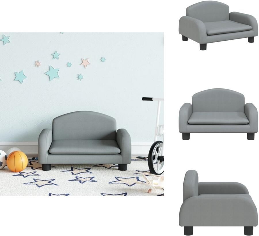 VidaXL Kinderbank Kinderbanken Kinder Bank Kinderbankje Kinderbank 50x40x30 cm stof lichtgrijs