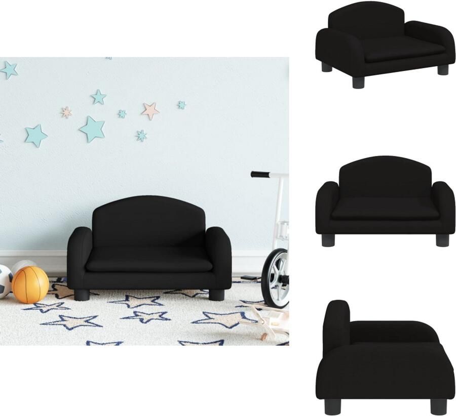 VidaXL Kinderbank Kinderbanken Kinder Bank Kinderbankje Kinderbank 50x40x30 cm stof zwart