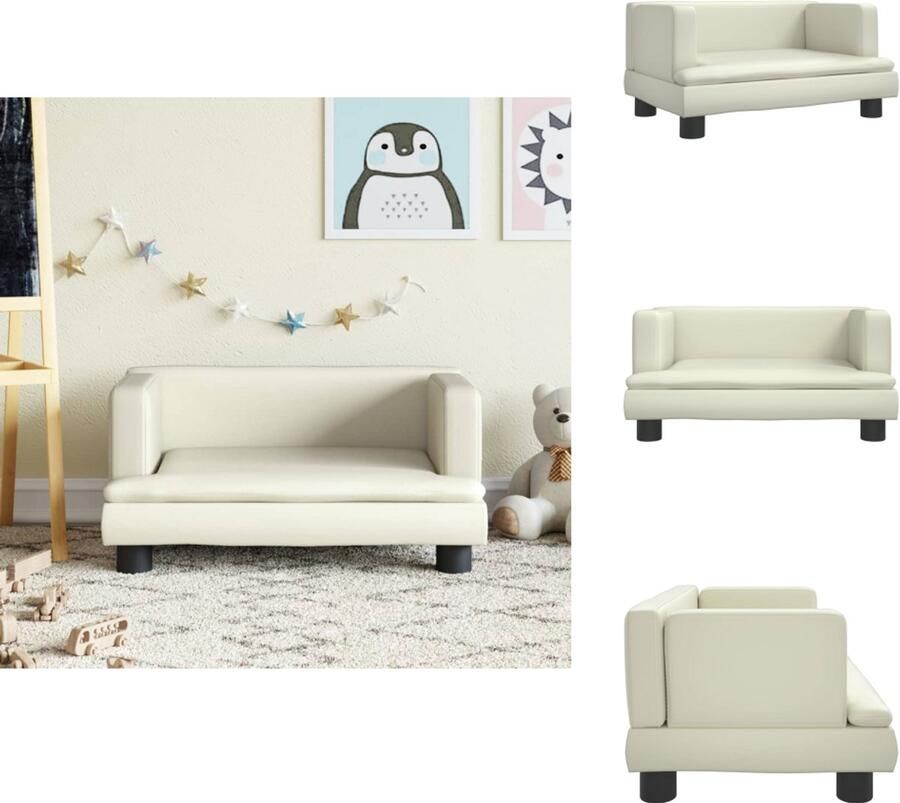 VidaXL Kinderbank Kinderbanken Kinder Bank Kinderbankje Kinderbank 60x40x30 cm kunstleer crèmekleurig