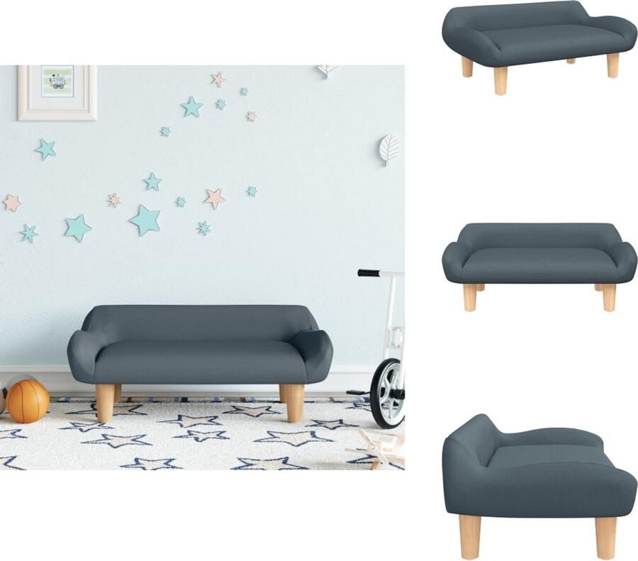 The Living Store Kinderbank 70x40x24 cm stof donkergrijs Kinderstoel Kindermeubilair Kids Meubels Grijs Kinderbank Comfortabele Kinderbank - Foto 3