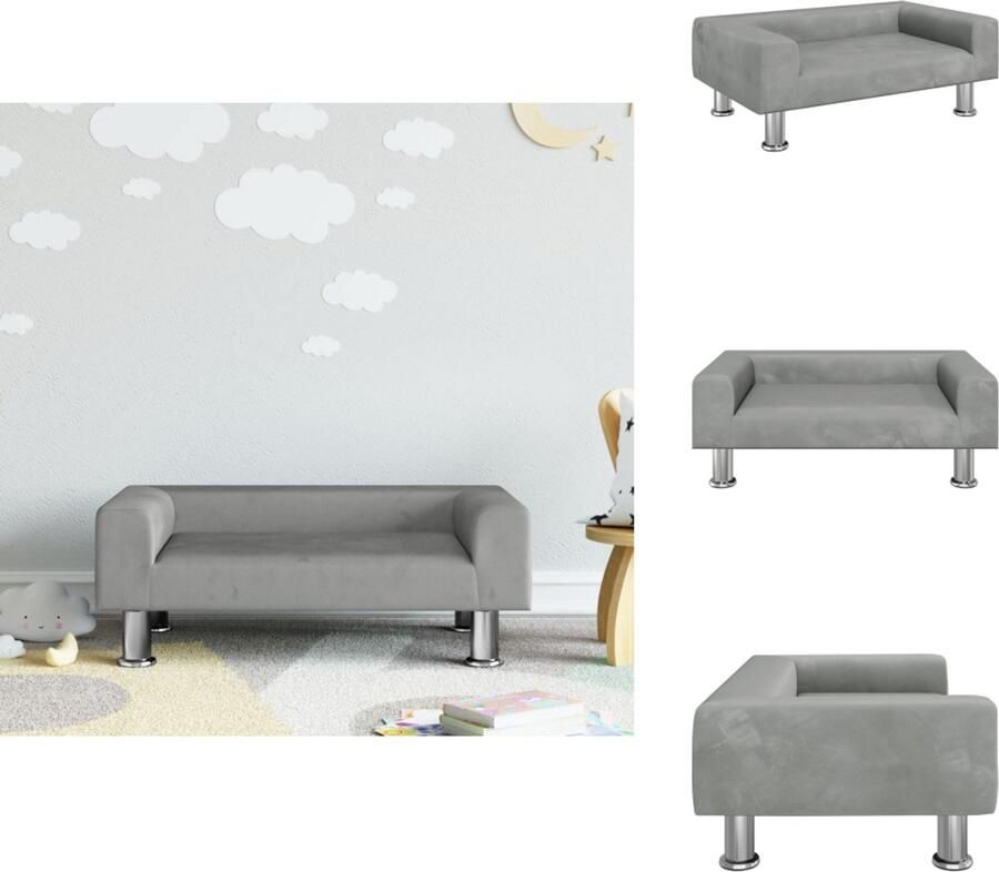 VidaXL Kinderbank Kinderbanken Kinder Bank Kinderbankje Kinderbank 70x45x26 5 cm fluweel lichtgrijs - Foto 2