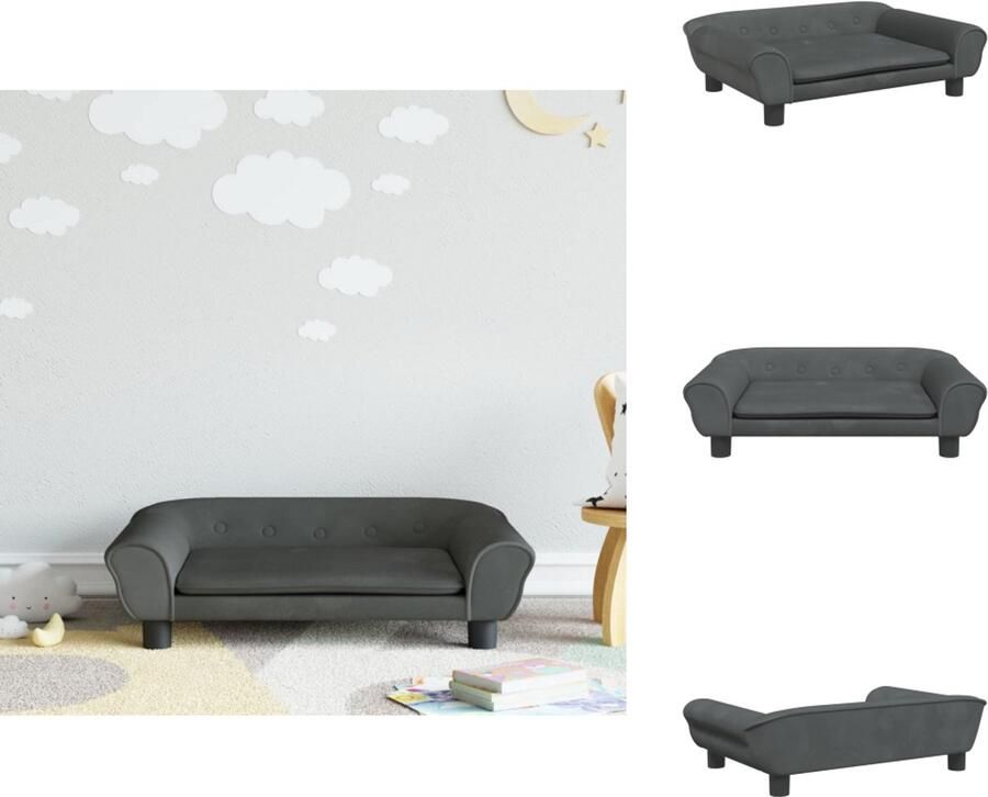 VidaXL Kinderbank Kinderbanken Kinder Bank Kinderbankje Kinderbank 70x45x26 cm fluweel donkergrijs