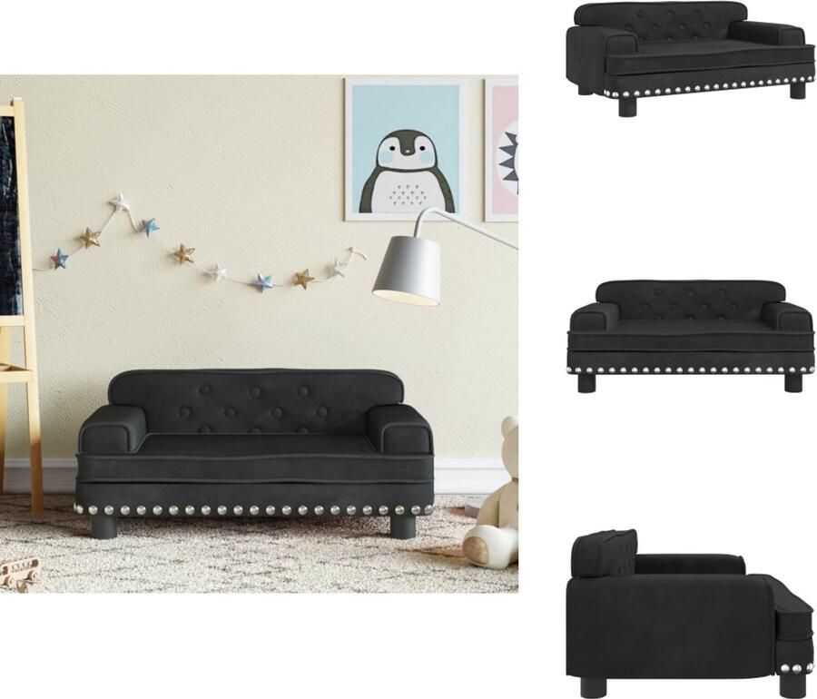 VidaXL Kinderbank Kinderbanken Kinder Bank Kinderbankje Kinderbank 70x45x30 cm fluweel zwart