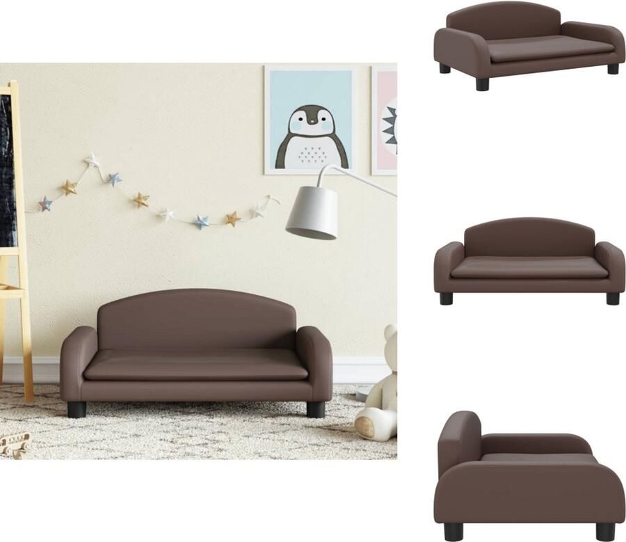 VidaXL Kinderbank Kunstleer Bruin 70x45x30 cm Kinderstoel Kinderbank Stoel Voor Kinderen Speelgoedkast Meubilaar Voor Kinderen - Foto 2