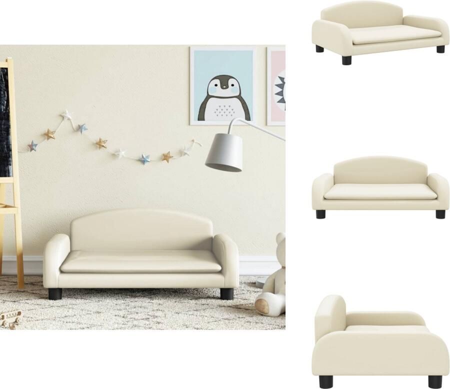 VidaXL Kinderbank Kinderbanken Kinder Bank Kinderbankje Kinderbank 70x45x30 cm kunstleer crèmekleurig