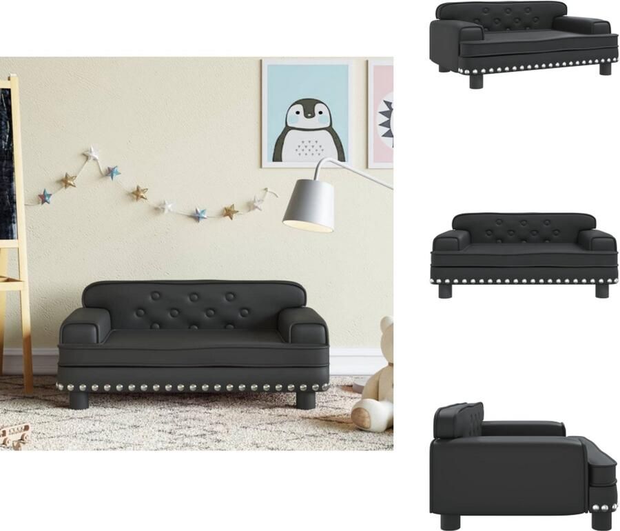 VidaXL Kinderbank Kinderbanken Kinder Bank Kinderbankje Kinderbank 70x45x30 cm kunstleer zwart - Foto 2