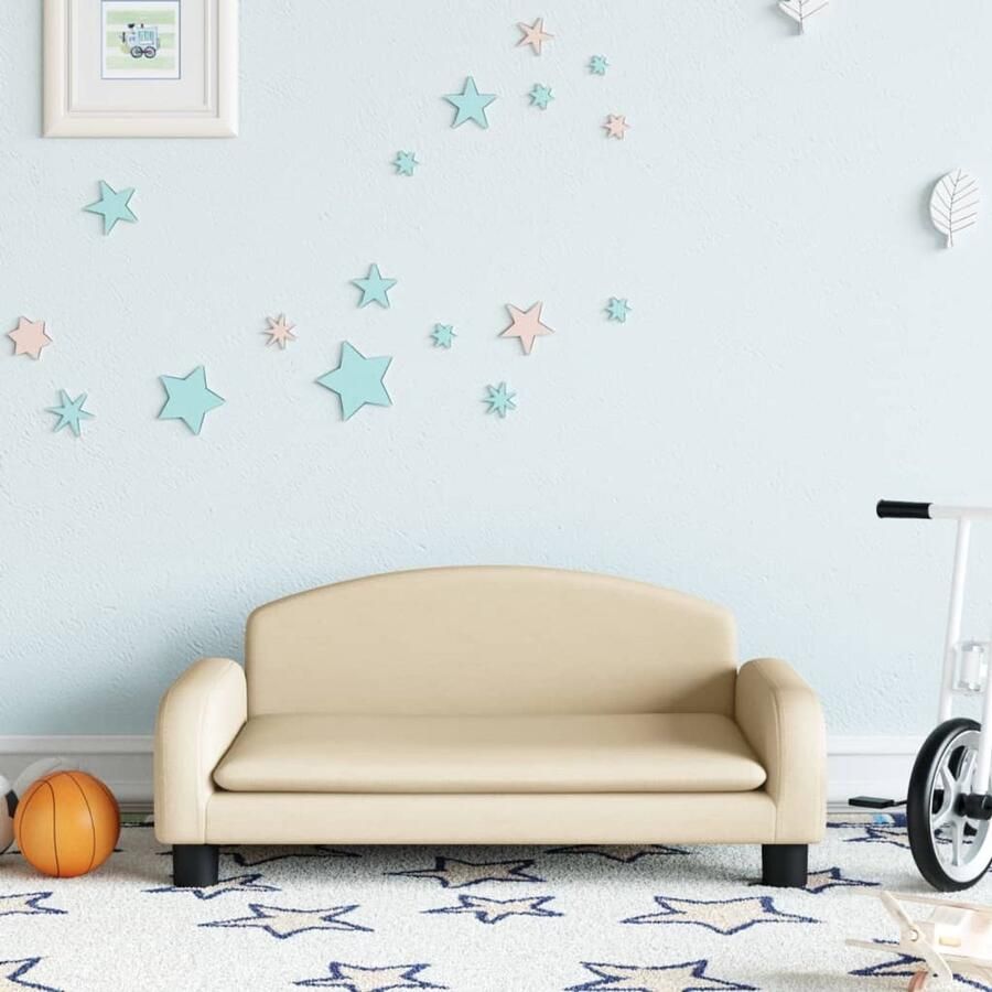 The Living Store Kinderbank 70x45x30 cm stof crèmekleurig Kinderbank Kindermeubel Stoffen Bank Kids Bank Speelplek - Foto 2