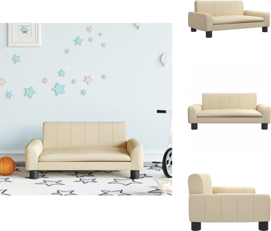 VidaXL Kinderbank Kinderbanken Kinder Bank Kinderbankje Kinderbank 70x45x30 cm stof crèmekleurig - Foto 2