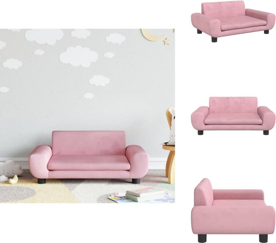 VidaXL Kinderbank Kinderbanken Kinder Bank Kinderbankje Kinderbank 70x45x33 cm fluweel roze