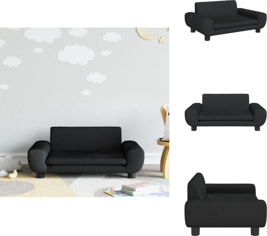 VidaXL Kinderbank Kinderbanken Kinder Bank Kinderbankje Kinderbank 70x45x33 cm fluweel zwart