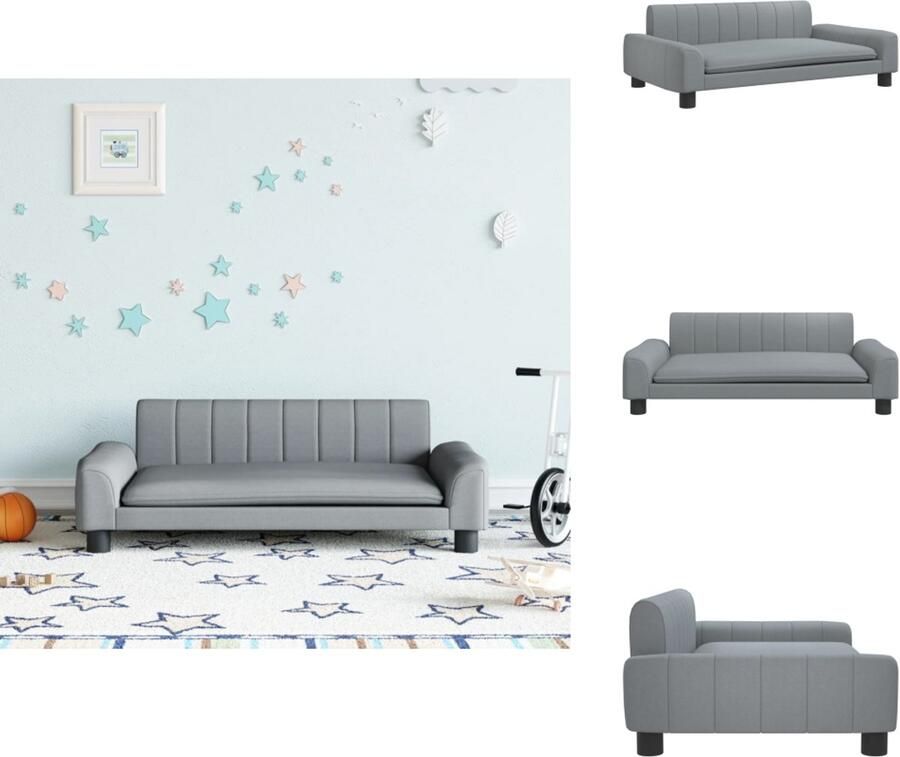 VidaXL Kinderbank Stof Lichtgrijs 90x53x30 cm Kinderstoel Kindermeubel Kinderbank Stoel Voor Kinderen Kids Meubels - Foto 2