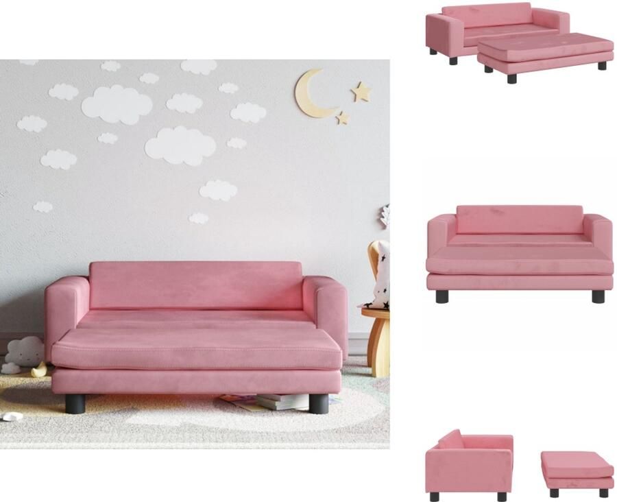 VidaXL Kinderbank Kinderbanken Kinder Bank Kinderbankje Kinderbank met voetensteun 100x50x30 cm fluweel roze